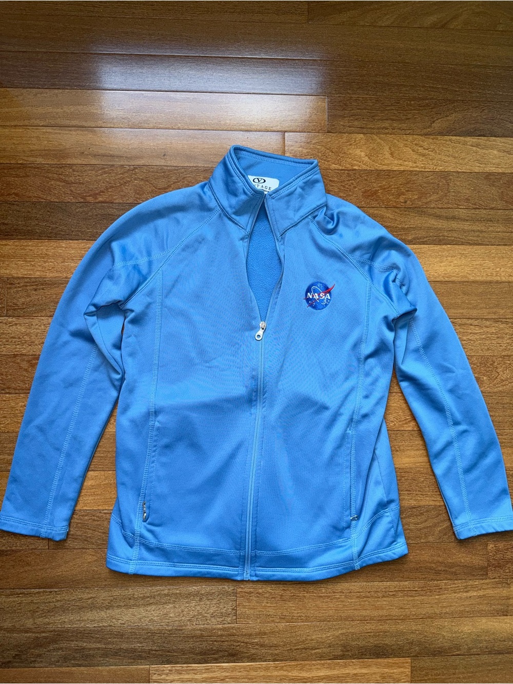 NASA Embroidered Light Blue Zip-Front Jacket